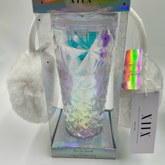 Earmuffs/ Tumbler set  faux Fur nwt - Picture 3 of 5